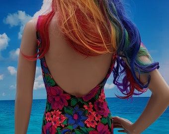 Vintage Swimsuit: Fantastic Vintage Swimsuit 1960s Bright Floral