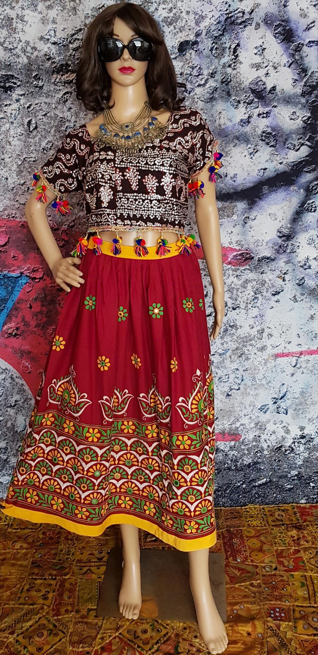 Vintage Skirt: Gorgeous Vintage 1960s Red and Multicoloured