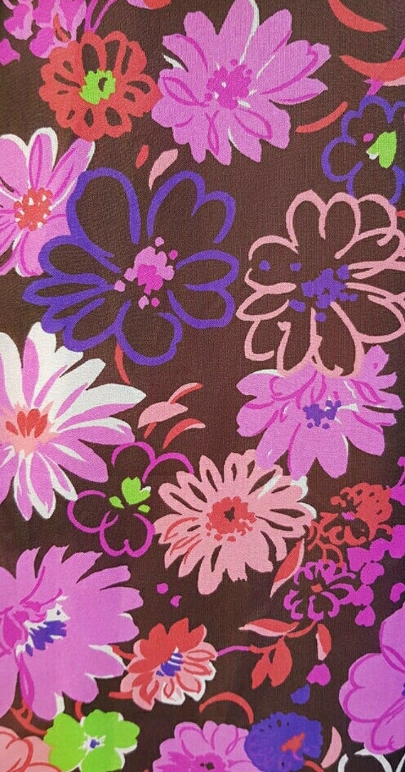Vintage 60s 70s Floaty Pink Blue Green Brown Purple Floral Etsy