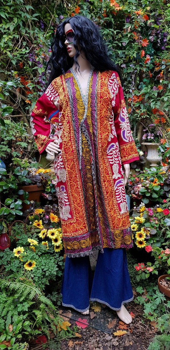Striking Antique 1950s/1960s Red, Yellow and Multi