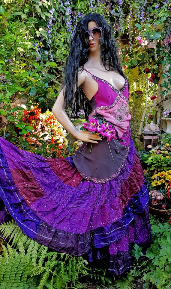 Vintage Skirt: Amazing Vintage Purple Burgundy Si… - image 1