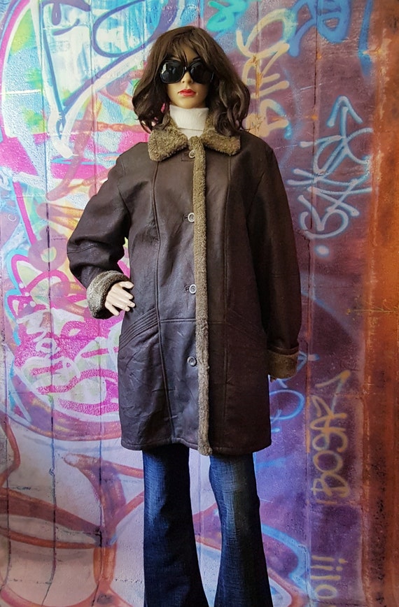 Vintage Coat: Gorgeous Vintage 1990s Brown Nappa Sheepskin Leather