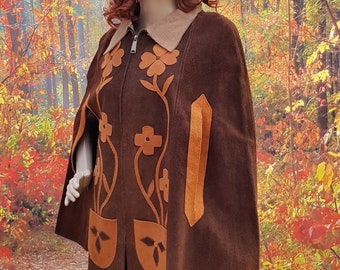 Vintage Cape: Gorgeous Rare Vintage 1970s Brown and Tan