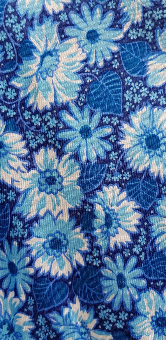 UK 12/14 (US 8/10) Funky Vintage 1970s Blue Flora… - image 3