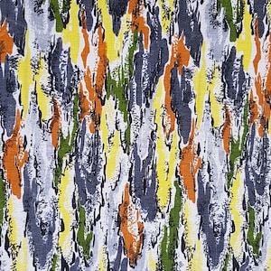 Vintage Curtains: Fantastic Vintage 1960s White Yellow Grey Black Russett Green Retro Abstract Pattern Barkcloth Curtains