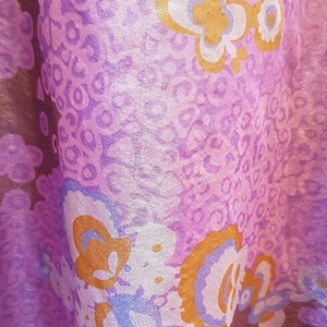 UK 8/10 US 4/6 Amazing Vintage 70's Quad Purple Iridescent Floral Organza and Velvet Maxi Dress with Balloon/Poet/Bishop Sleeves image 6