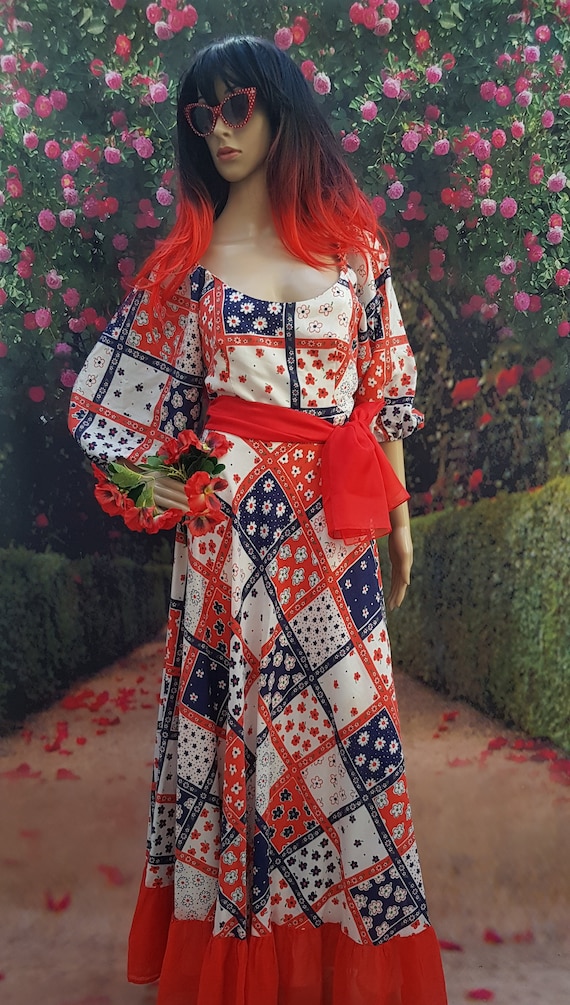 Red white and sales blue maxi dress