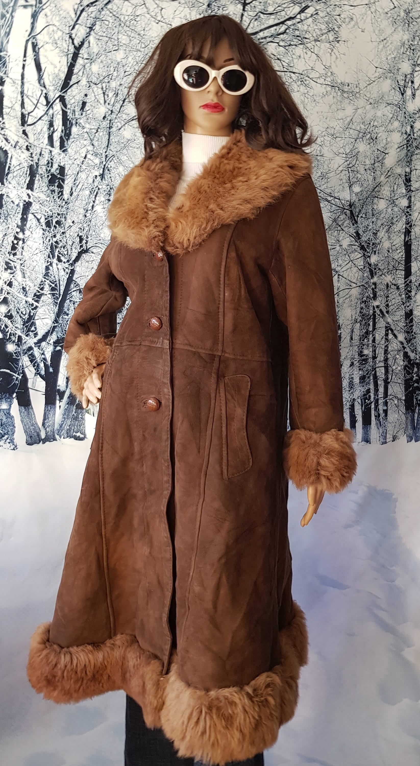Vintage Coat: Gorgeous Brown Sheepskin and Suede Long Coat 