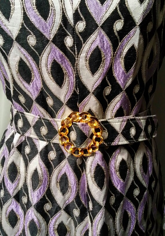 Iconic Vintage 1960s Purple, Black, White and Gold