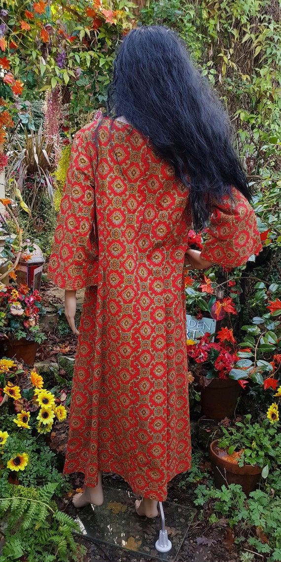 Vintage Kaftan: Gorgeous Vintage 1970s Red Green … - image 10