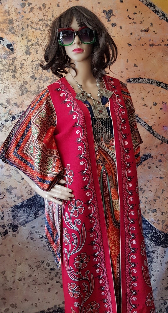Buy Vintage Waistcoat: Lovely Vintage 1970s / 1980s Red Indian 