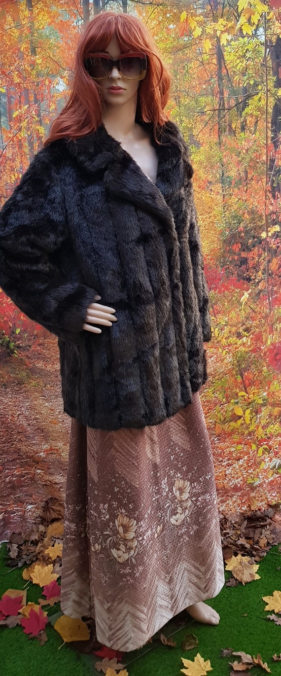 Gorgeous Vintage 1970s Black / Brown Marno Mink F… - image 5