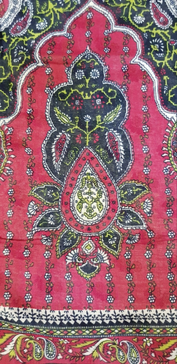 Vintage Sari: Gorgeous Vintage Red Lime Green Blac