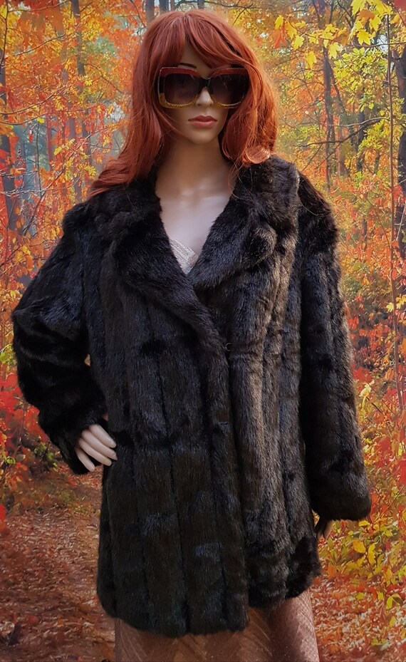 Gorgeous Vintage 1970s Black / Brown Marno Mink F… - image 4