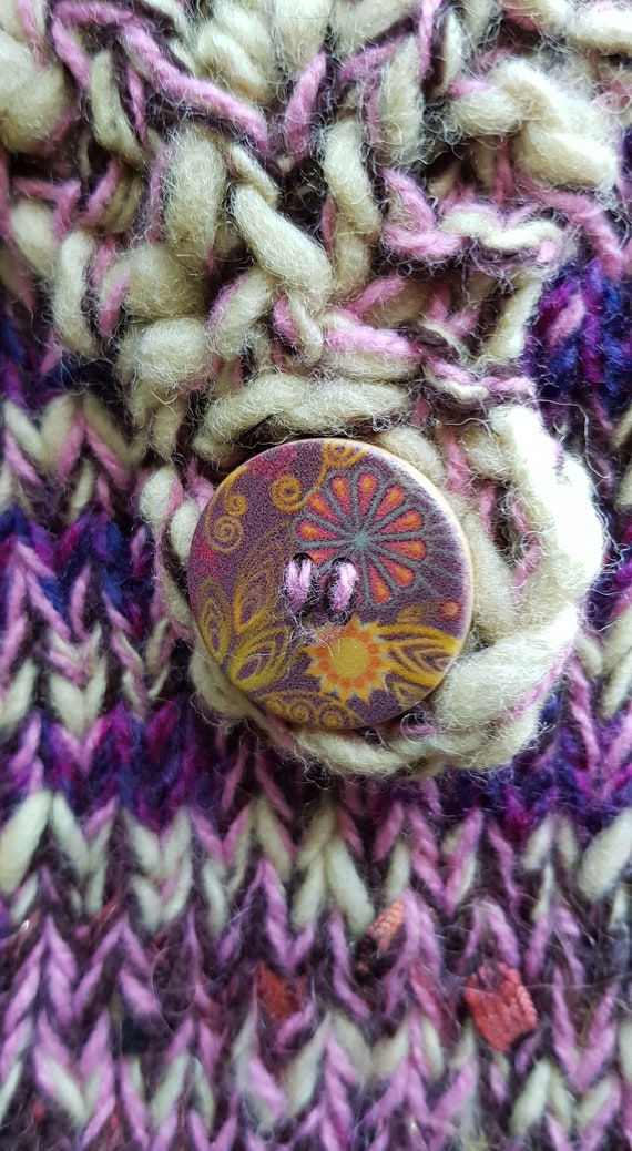 Vintage Bag: Lovely Vintage Handmade Purple and B… - image 3