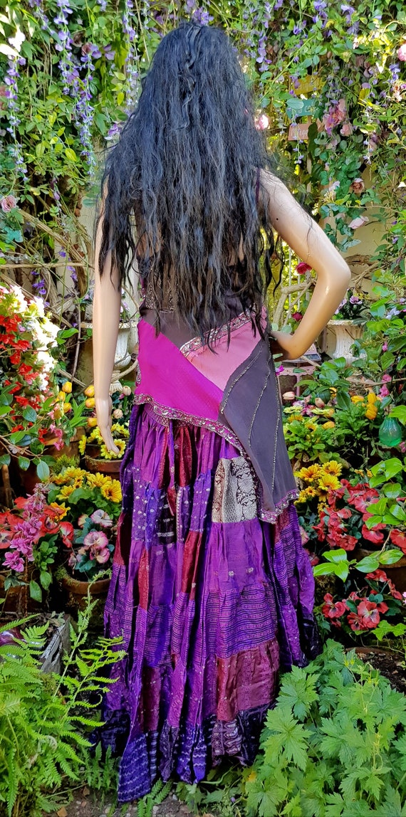 Vintage Skirt: Amazing Vintage Purple Burgundy Si… - image 10