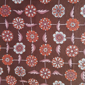Ladies Scarf: Lovely Vintage 1960s / 1970s Brown and Pink Floral Flower Power Square Silk Scarf