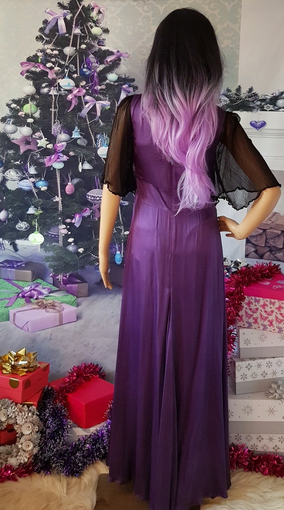 fitted lace wedding dress Classic 1970s Biba by Barbara Hulanicki Purple Metallic Lame Party Dre main image 1
