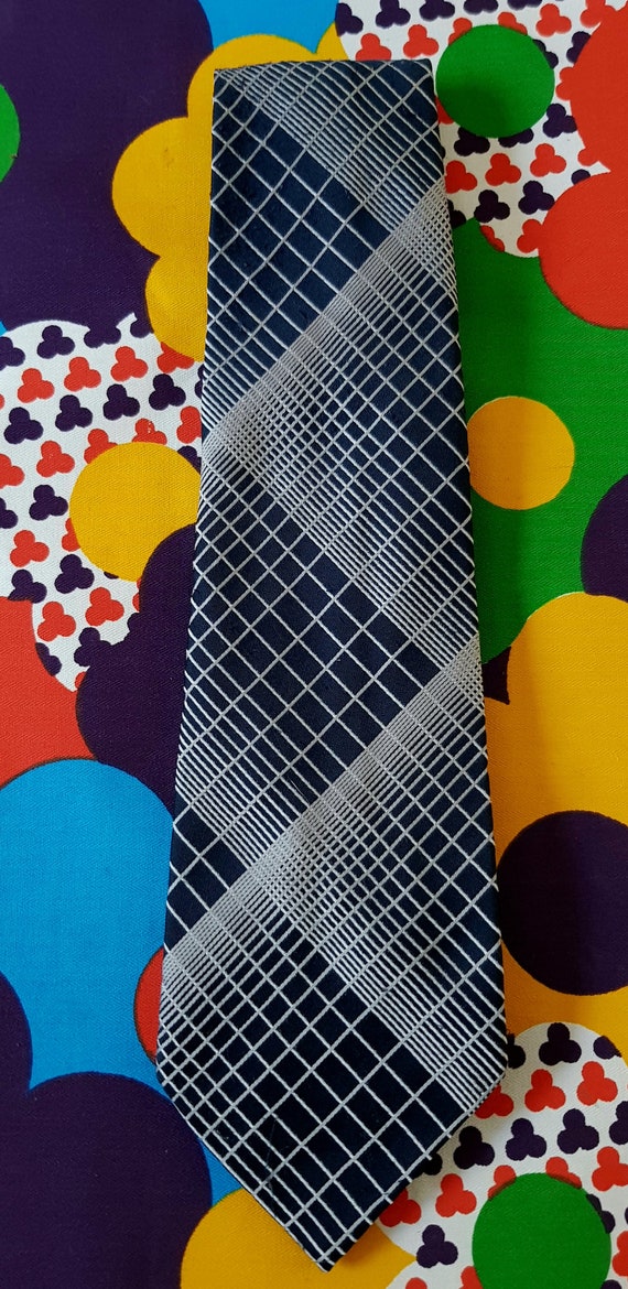 Vintage Men's Tie: Groovy Vintage 1970s Blue and … - image 4
