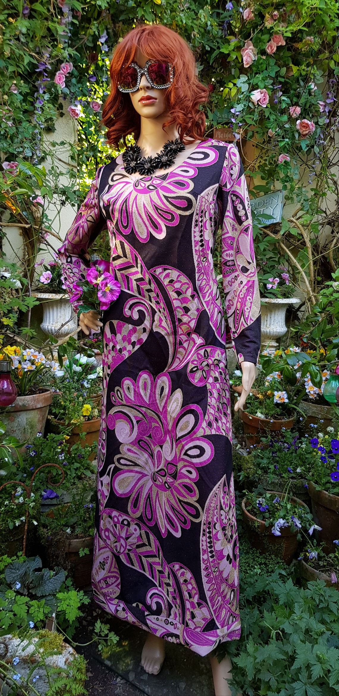 Fabulous Vintage 1960s 1970s Psychedelic Black And Purple Etsy