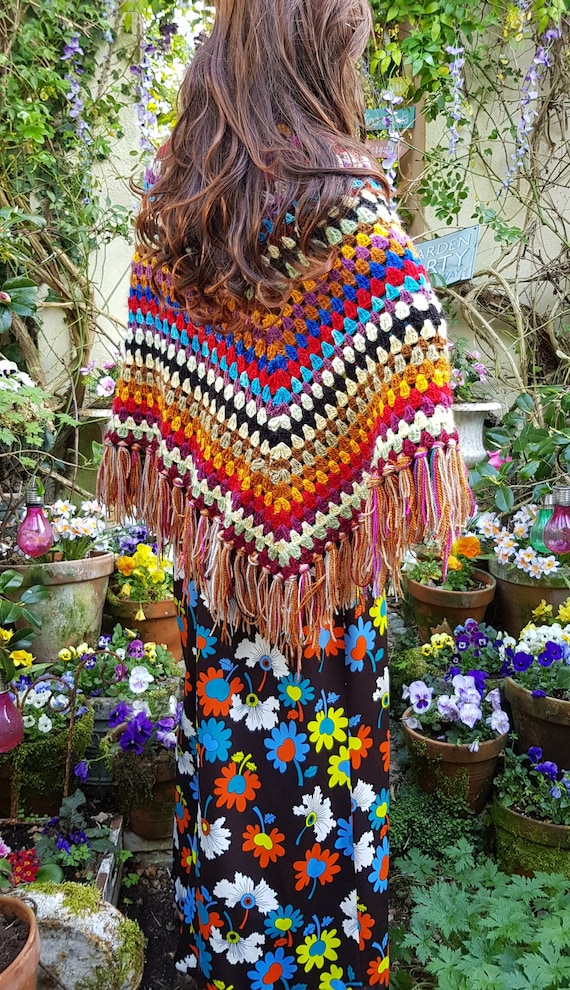 Vintage Poncho: Gorgeous Vintage 1970's Bohemian … - image 10