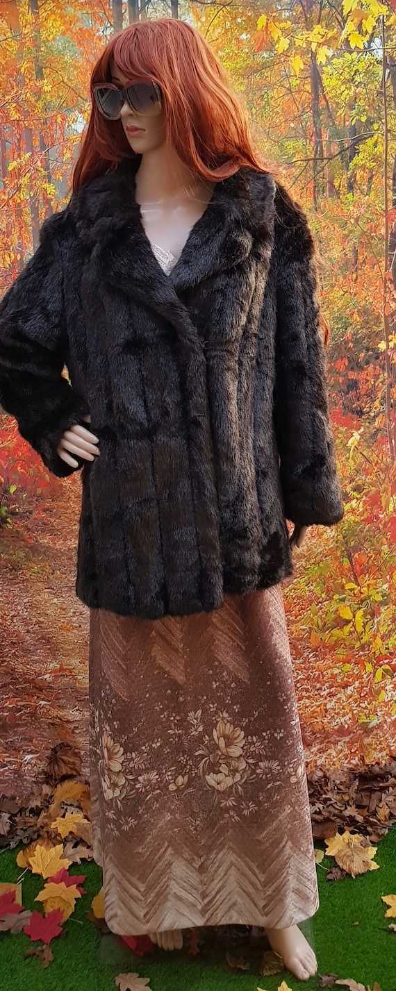 Gorgeous Vintage 1970s Black / Brown Marno Mink F… - image 2