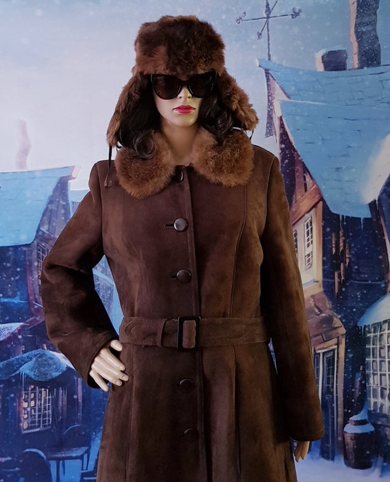 Vintage Brown Fur Women\'s Trapper Hat Brown Warm Ladies Fur Trapper Hat, Fox Fur Bomber Hat  main image 2