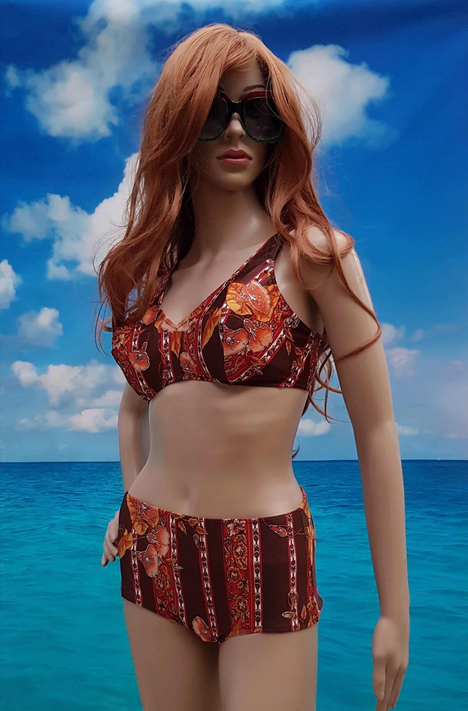 Retro Bathing Suits Women Brazilian Flat-Chested Bikini Swimsuit Set  Beachwear Swimwear Push-Up Swimwears, Red, Small : : Clothing,  Shoes & Accessories