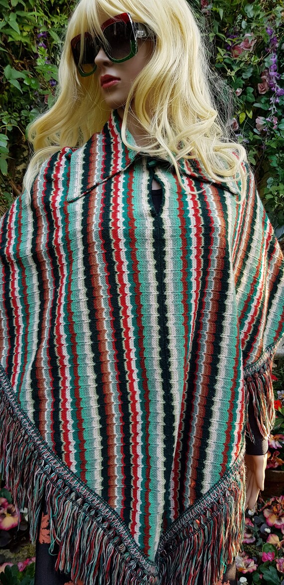 Vintage Poncho: Gorgeous Vintage 1970s Colourful … - image 4