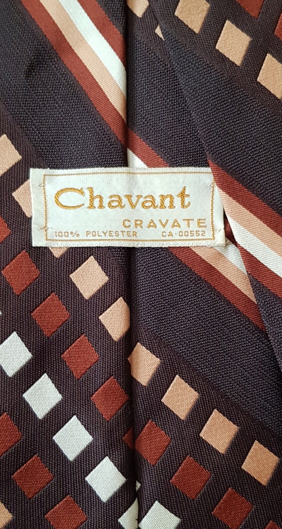 Vintage Men's Tie: Groovy Vintage 1970s Brown, Be… - image 10