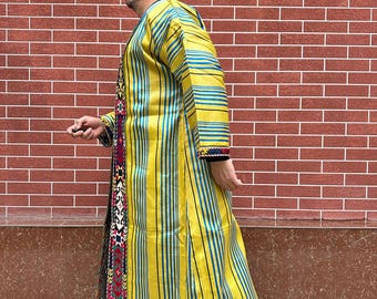 Vintage Coat: Fabulous Vintage Yellow and Multicoloured Striped