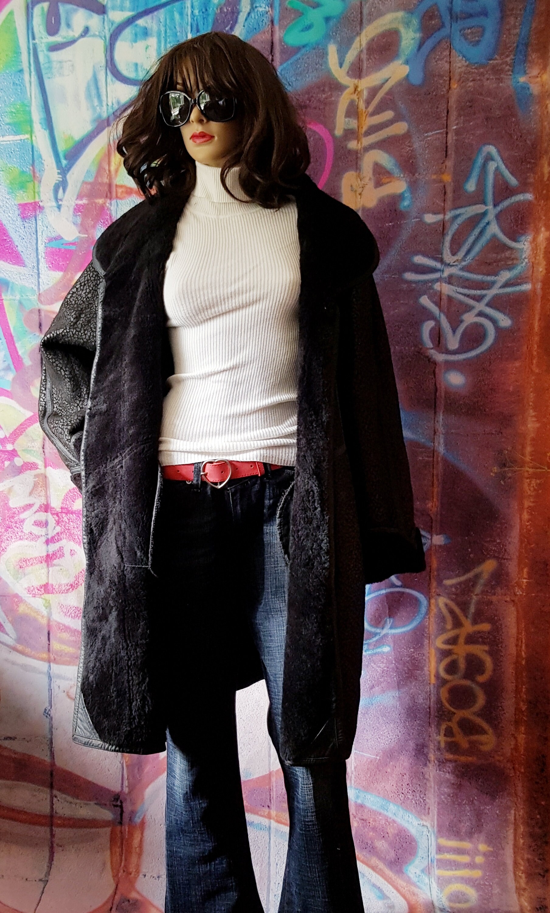nao1980　　黒のレザージャケット HIDE AND SEEK - ZIP LEATHER JACKET (BLACK) / レザー