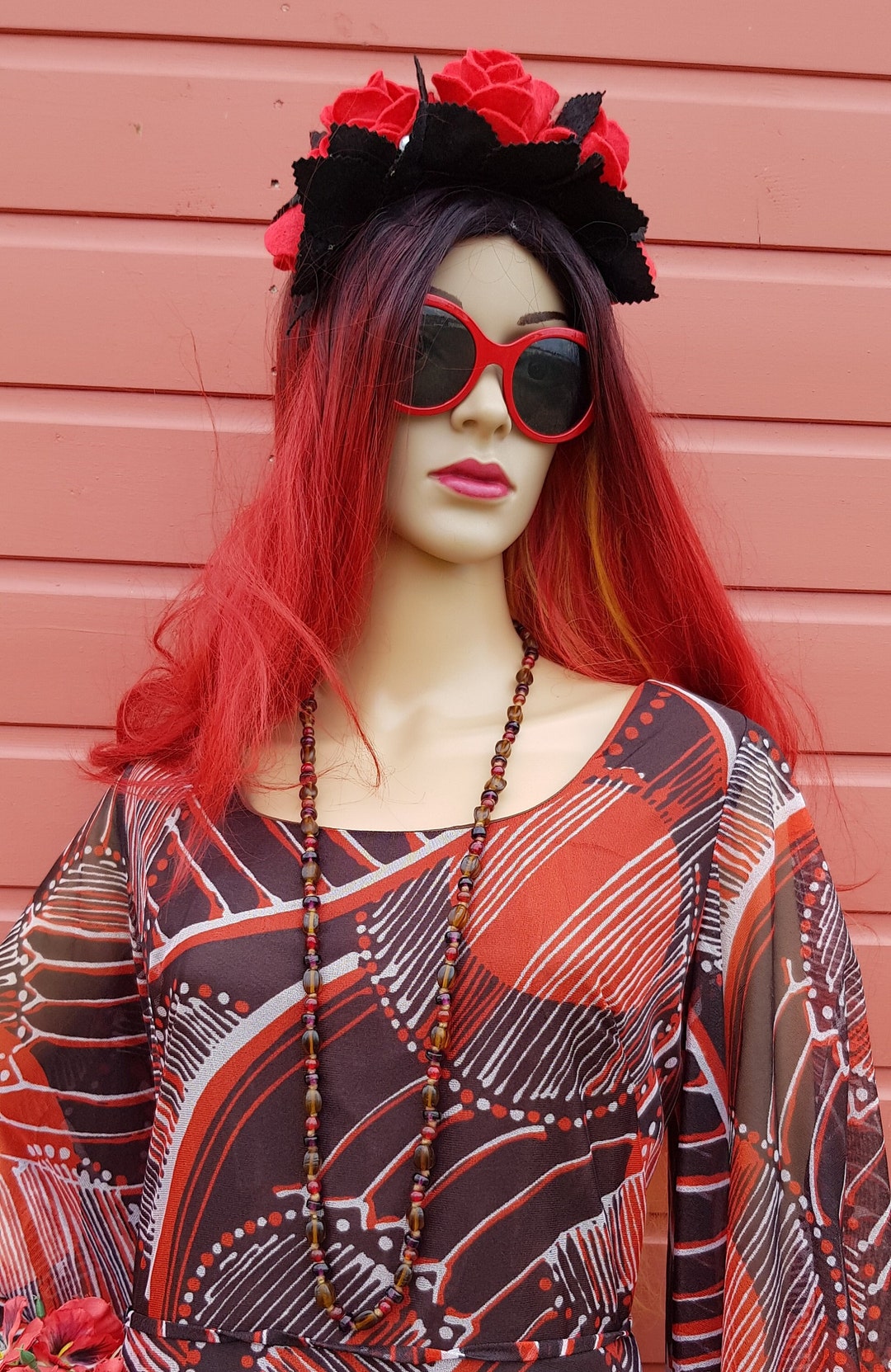 thumbnail image 2 of SPEXX Eyewear Retro Red Frame Sunglasses With Clear Bling Rhinestones - UV400, Women's 80s 90s Vintage Style 2 of 6