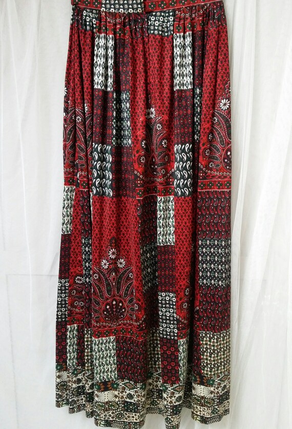 Vintage Skirt: Fantastic Vintage 1970s Red, Black… - image 6