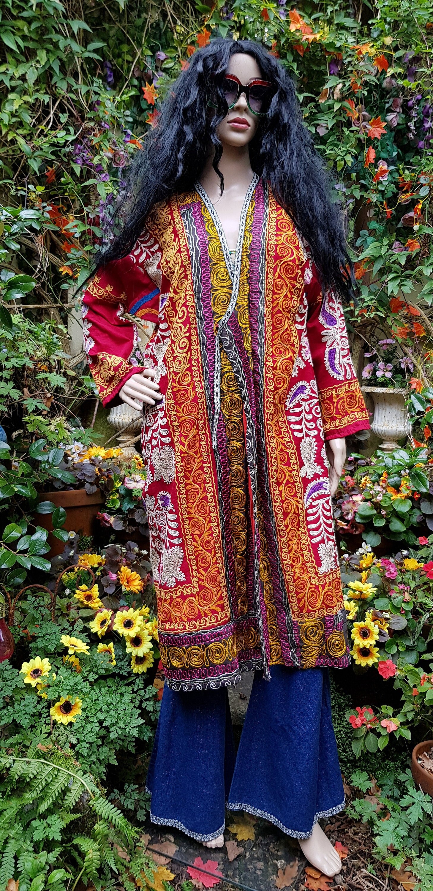 Vintage Coat: Striking Antique 1950s/1960s Red, Yellow and