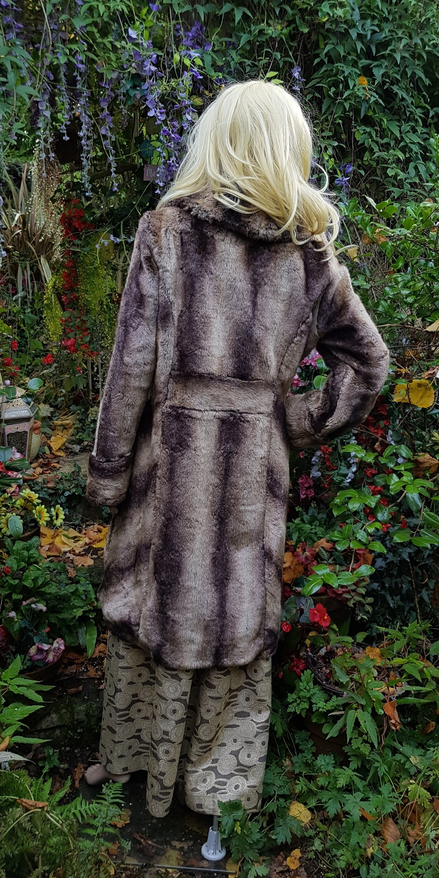 Gorgeous Vintage 2000 2001 Brown and Beige Faux Fur Coat by per Una