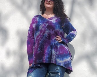 Purple Tie Dye Fuzzy Sweater