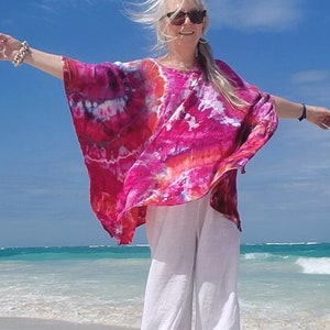 Plus Size Tie Dye Beach Kaftan in Bright Colors image 3