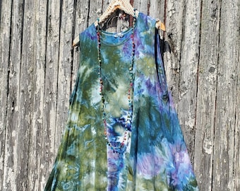 ICE DYE Swing Mini Dress or Tunic with Pockets