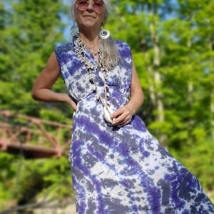 PURPLE GREY Linen Dress with Pockets