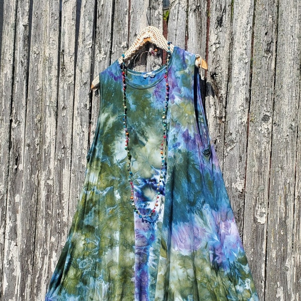 ICE DYE Swing Mini Dress or Tunic with Pockets