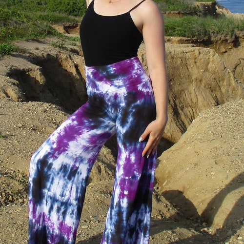 Black Tie Dye Comfy Lounge Pants S to Plus Sizes Palazzo - Etsy