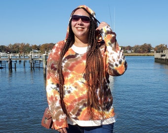 Harvest Tie Dye Cotton Waffle Hoodie