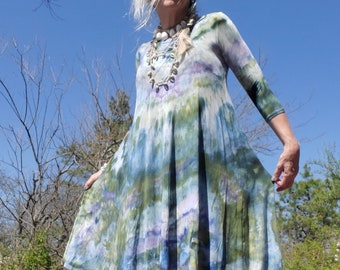 Flowy Ice Dye Dress, Hand Dyed, S-3XL