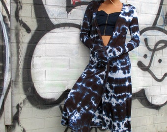 Hand Dyed Boho Duster in Black