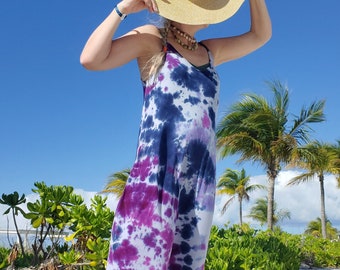 Tie Dye Maxi Dress with Spaghetti Straps & Pockets