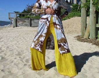 Distressed MUSTARD Wide Leg Palazzo Pants, Plus Comfy Style