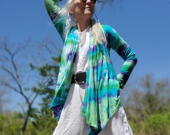Cárdigan tie-dye Emerald Coast, tallas S a 3XL