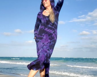 DARK NIGHT Hooded Beach Dress, Tie Dye, S-4XL