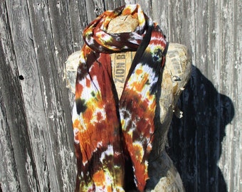 Écharpe unisexe en gaze de coton Tie Dye, couleurs d’automne